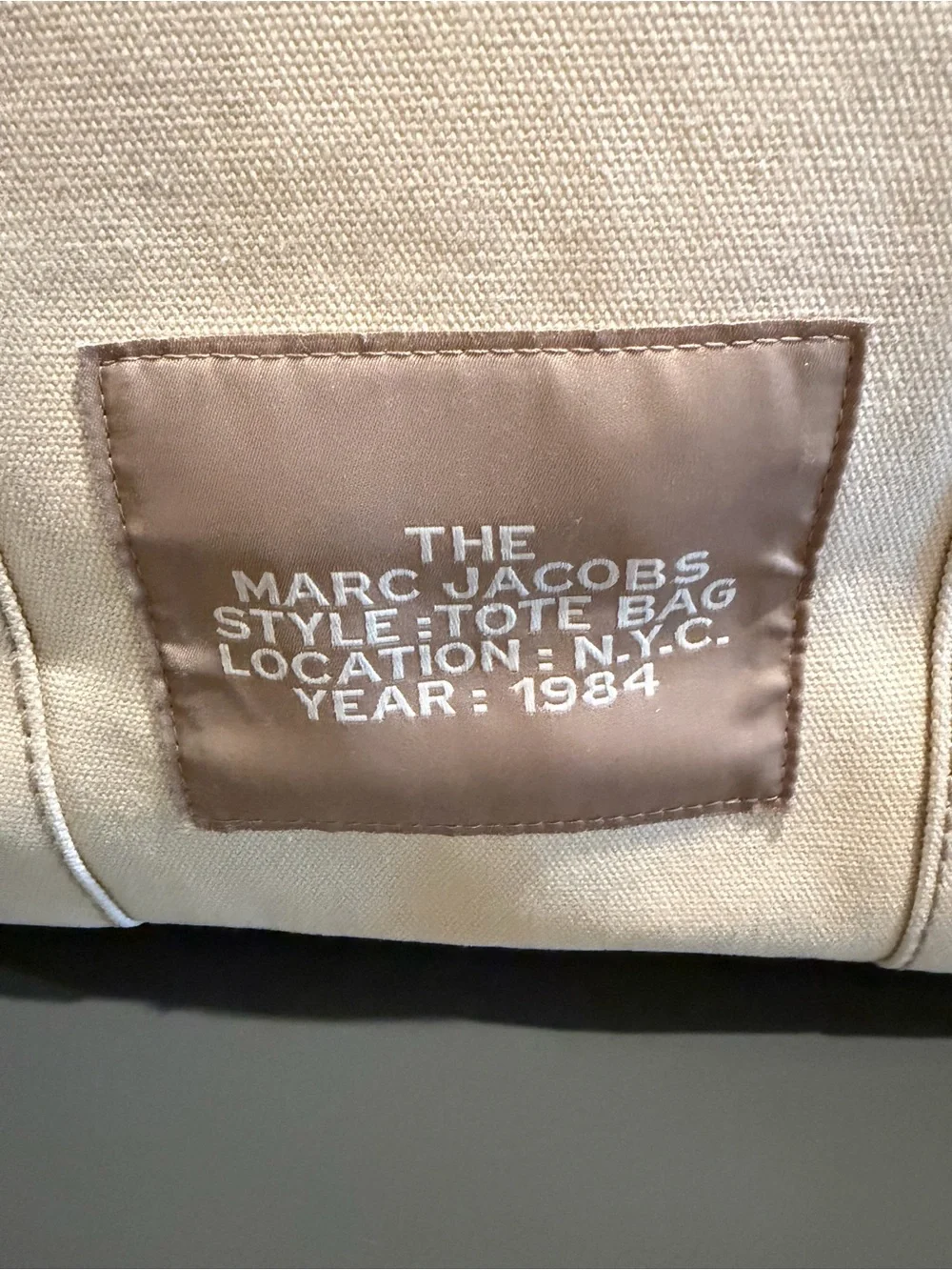 Marc Jacobs Large Cream Canvas Tote with Logo Patch